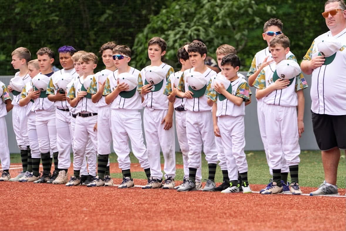 The CT Aviators team lined up for the national anthem