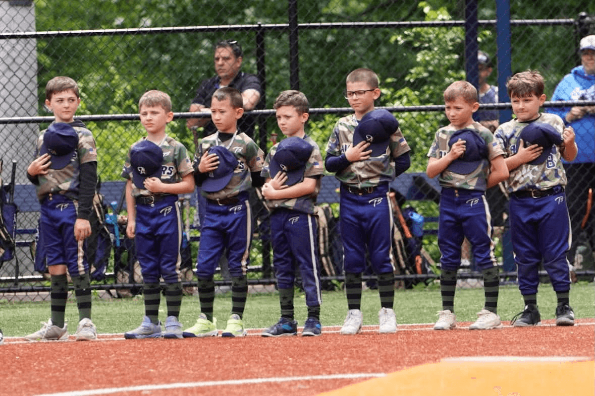 CT Aviators players lined up hand-over-heart for the national anthem